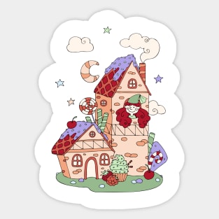 Funny princess in the tower. Fairytale castle Sticker